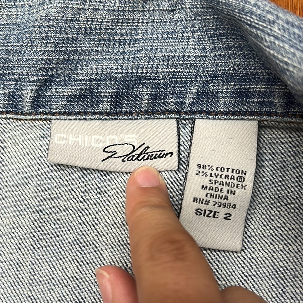 Chicos platinum bedazzled denim jacket - Picture 7 of 9